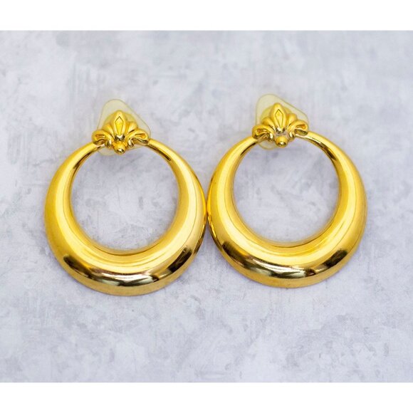 Vintage Crescent Stud Earrings, Ring Earrings, Circle Stud Earrings - CF1 - Picture 1 of 2